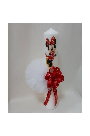 OEM Set Lumanare de Botez lungime 35 cm, diametrul 6 cm si poza lui Minnie si Canta de 0.5 l