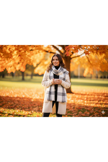 MYZİ STORE ŞAL de iarnă gros cu model pentru femei – Şal oversize (65*175 cm)