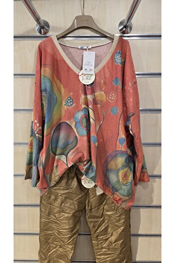 Park Moda Italian Glitter Blouse Casual Model V-Neck