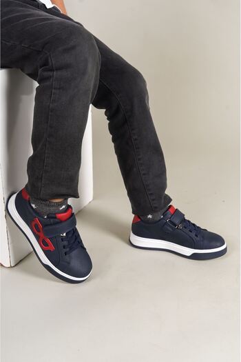 Zerenyus Glases Velcro Orthopedic Seasonal Children's Sports Shoes Navy Red
