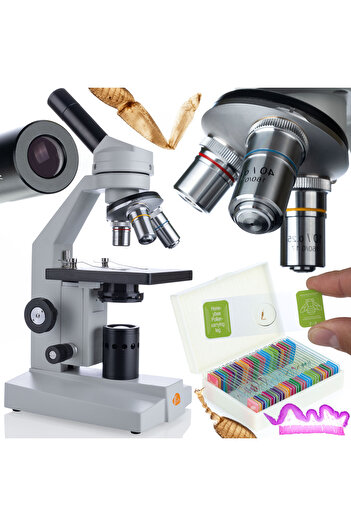 Rosfix Biological Microscope Uran Pro MBUP Set 30 Slides | LED Optics 230V