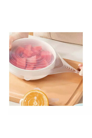 Kinghoff Set of 6 silicone lids KH 1902, -40 to 230°C, Airtight fit, Reusable, Universal,Transparent