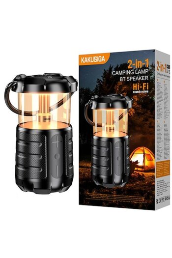 KAKU Portable Speaker (KSC-1117), Wireless BT 5.3, Camping, Lantern LED, 15W, 3600mAh, Black
