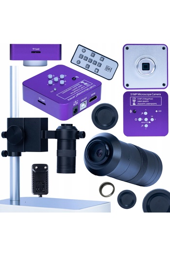 Rosfix Puppis 51MP Microscope Camera Set + 100x Objective + Platform | HDMI, USB, C-Mount