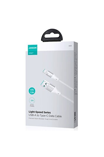 Joyroom Data and Charging Cable (A25-AC3), USB-A to USB-C, 3A, Braided, 1.2m, White