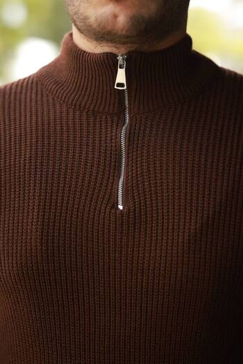 BY İMPALA MODA OVERSIZE SWEATER WITH SEMI ZIPPER