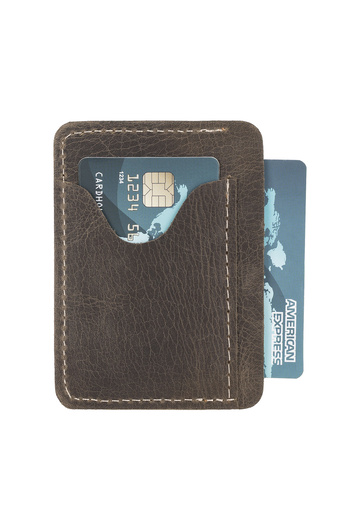 Hedef Market Genuine Leather,Handmade, Slim Credit Card Holder, Bitter Brown