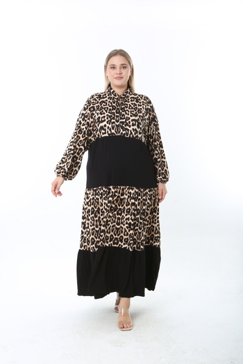 XL Modam Women's Leopard Print Lycra Plus Size Dress