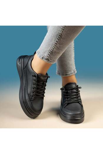 BMoD Black women's sneakers with elastic laces and thick sole MOD13987