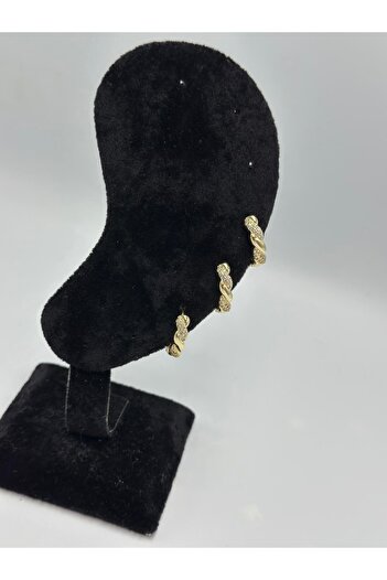 MyladyAccessoriess Zircon Stone Detail Twist Model Set Earrings Silver