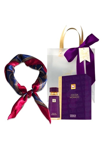 FRENCH AVENUE Cocoa Morado Gift Set, Eau de Parfum, Unisex, 100 ml + satin scarf