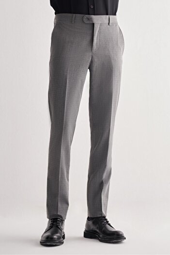 İmza Smoked Side Pocket Open Leg Self Patterned Slim Fit Trousers 1003255152