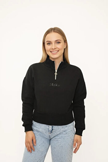 NEWCO Half-Zippered Elasticated Mini Sweatshirt