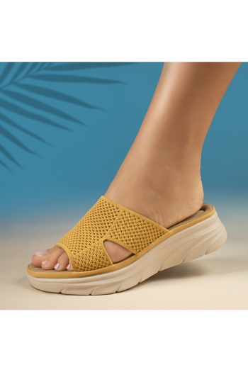 BMoD Yellow women's casual platform slides MOD13842