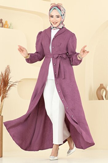 ModaMerve Beli Belted Sofia Dress 9162Plk541-Ms Dark Dusty Rose