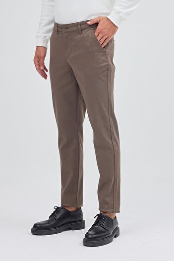 İmza Khaki Side Pocket Straight Leg Cotton Slim Fit Chino Casual Trousers 1003255155