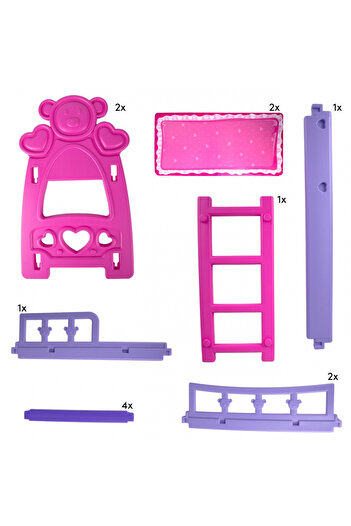 MalPlay Double bunk bed, with linen, ladder and doll included
