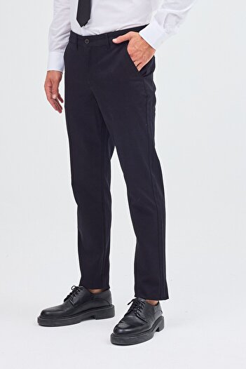 İmza Black Side Pocket Straight Leg Cotton Slim Fit Chino Casual Trousers 1003255155