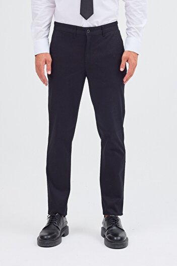 İmza Black Side Pocket Straight Leg Cotton Slim Fit Chino Casual Trousers 1003255155