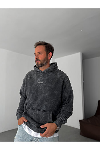 BYBASICMAN Black Poison Washable Hooded Sweatshirt Res-1014