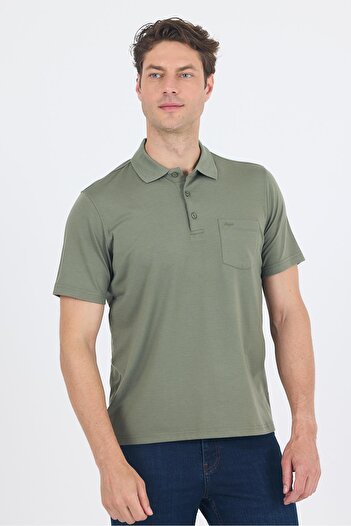 İmza Light Green Short Sleeve Polo Neck Pocket Classic Standard Size T-Shirt 1011250173