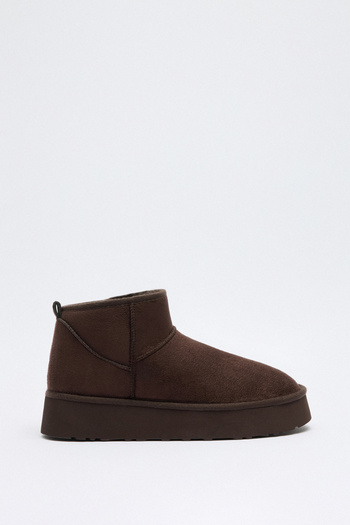 LUTVELIZADE Boots 2519 - Bitter Brown Suede Women's Boots with Fur Inside and Thick Soles