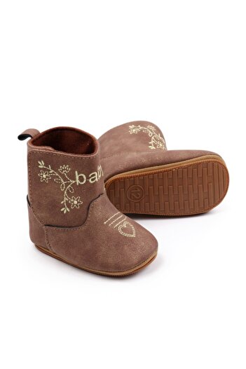 Superbaby Baby boots, brown, western style, with flexible sole