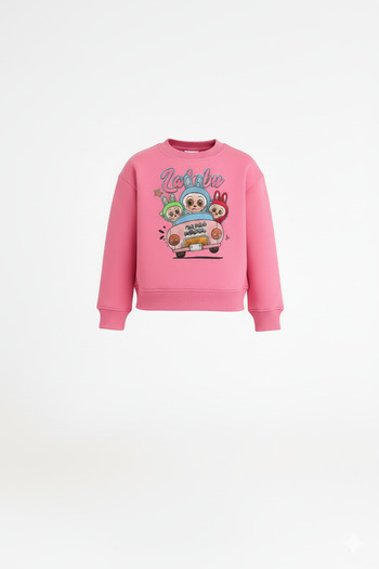 LİTTLE TORTOİSE Girl's Labubu Printed Sweatshirt Tracksuit Set