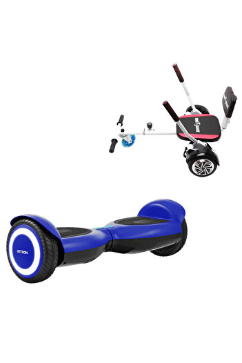 Smart Balance 6.5 inch Hoverboard Package with Comfort Seat, Jetson Prism Blue and Hoverkart with White Sponge