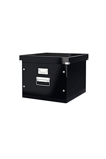 Leitz Storage box with lid laminated cardboard with black lid WOW Click&Store