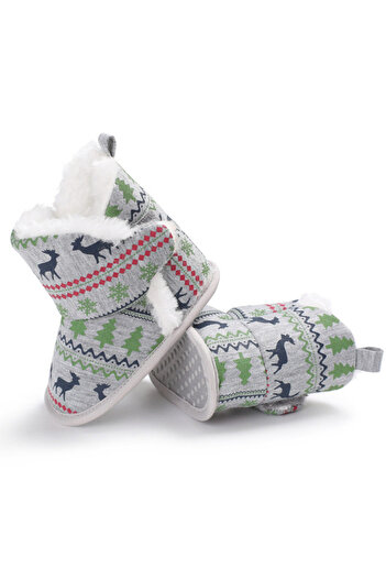 Superbaby Grey reindeer print ankle boots