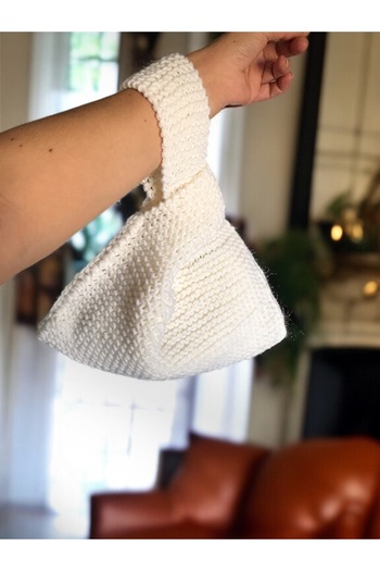 By G Tasarım Ecru Japanese Knot Model Knitted Handbag