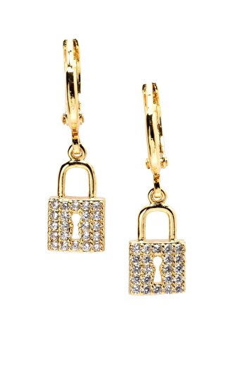 Avant-Garde Paris Dainty Lock Gold-Plated Crystal Earrings