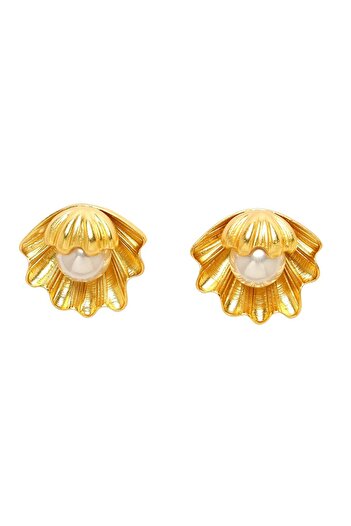 Avant-Garde Paris Sea Shell Pearl Earrings