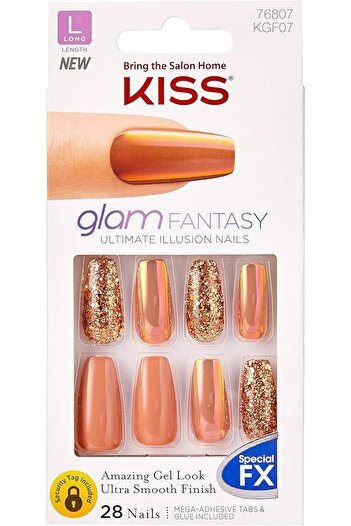 Kiss Glam Fantasy Ultimate Illusion Nails, Long Length, 28 Count, Special FX, Glue & Tabs Included