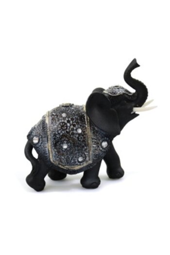 Ella Home Statueta Black Elephant, Noroc, Ella Home, rasina, negru + auriu, 15 cm