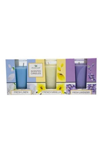 Aroma Land Scented Candle in Glass, Aroma Land, Apple and Cinnamon / Vanilla / Lemongrass, Set of 3 Scents