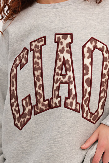 Addax Ciao Embroidered Raised Sweatshirt S00855