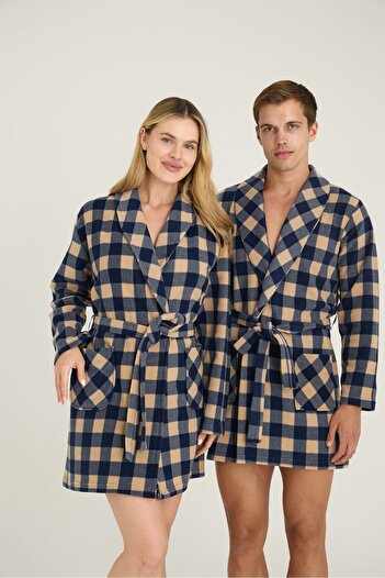Pimody Women's Smoked Fleece Robe Ropdöşambr Double Combination Can Be Customized