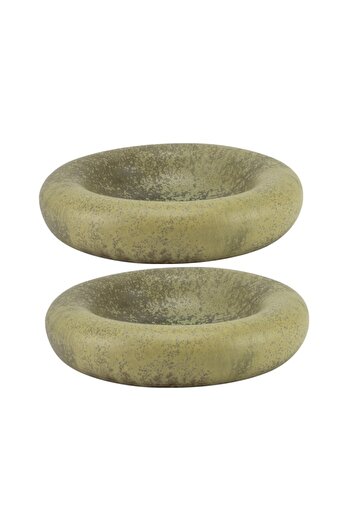Culinaro Set of 2 porcelain plates for presentation Alani Green 20xh5cm