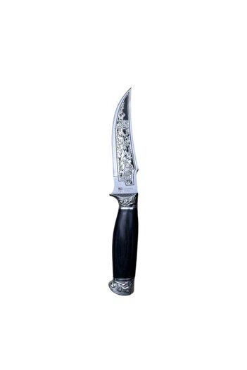 KAVI ONE Hunting Columbia SABER knife, fixed stainless steel blade, black wooden handle, sheath included
