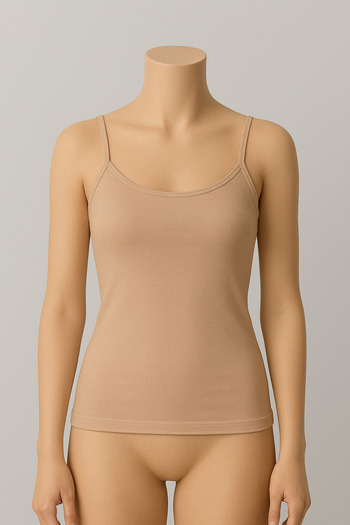 Aydoğan Women's Skin Color Lycra String Strap Tank Top - 6 Pieces