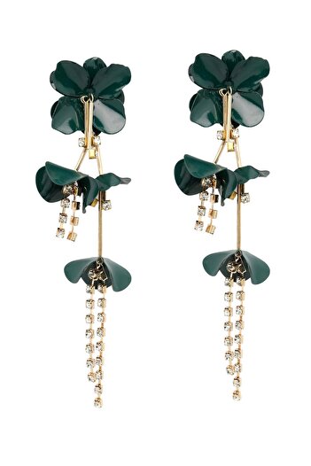 Avant-Garde Paris Long Green Floral Earrings