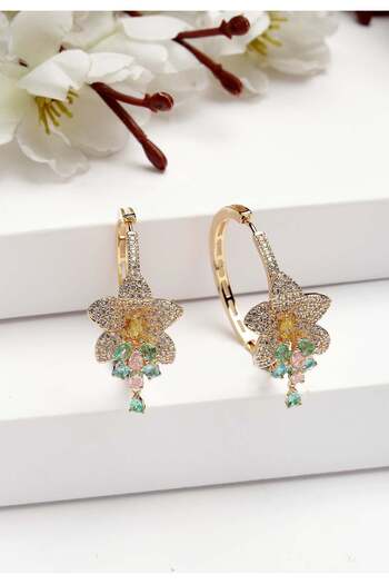 Avant-Garde Paris Diva Collection Hibiscus Zirconia Hoops
