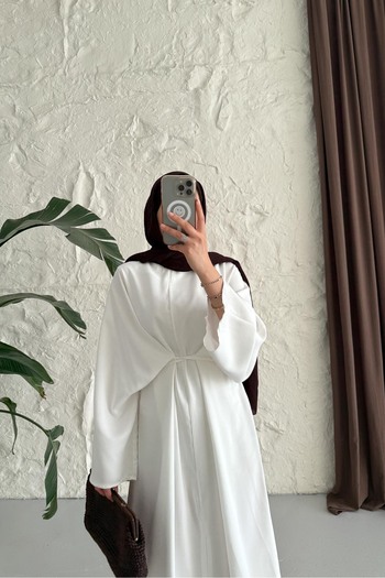 Rimel Moda Bağlamalı Alonso Elbise Ekru