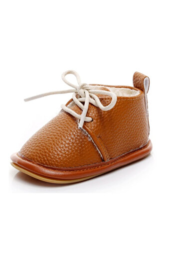 Superbaby Brown fur-lined ankle boots with laces