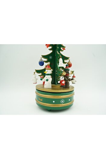 Flippy Decorated Christmas Music Box Tree, Green, Wood, 12 cm x 22 cm, Indoor,