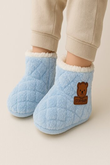 dinamik çocuk Baby Panduf Booties Unisex Knitwear Welsoft Anti-Slip Sole (Sole Size 12cm) Nursery Shoes 6-12 Months