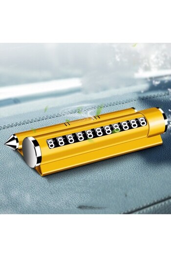 Flippy Phone Number Holder with Air Freshener for Parking - Yellow