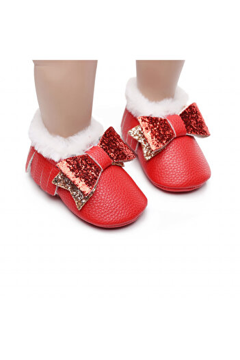 Superbaby Red fur-lined shoes - Shine